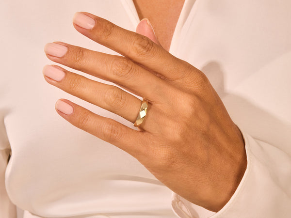 14k Solid Gold Faceted Ring