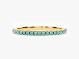 14k Solid Gold Turquoise Wedding Band