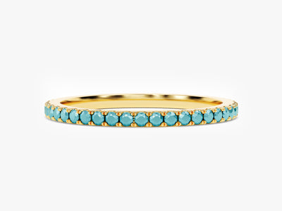 14k Solid Gold Turquoise Wedding Band