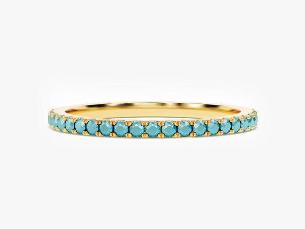 14k Solid Gold Turquoise Wedding Band