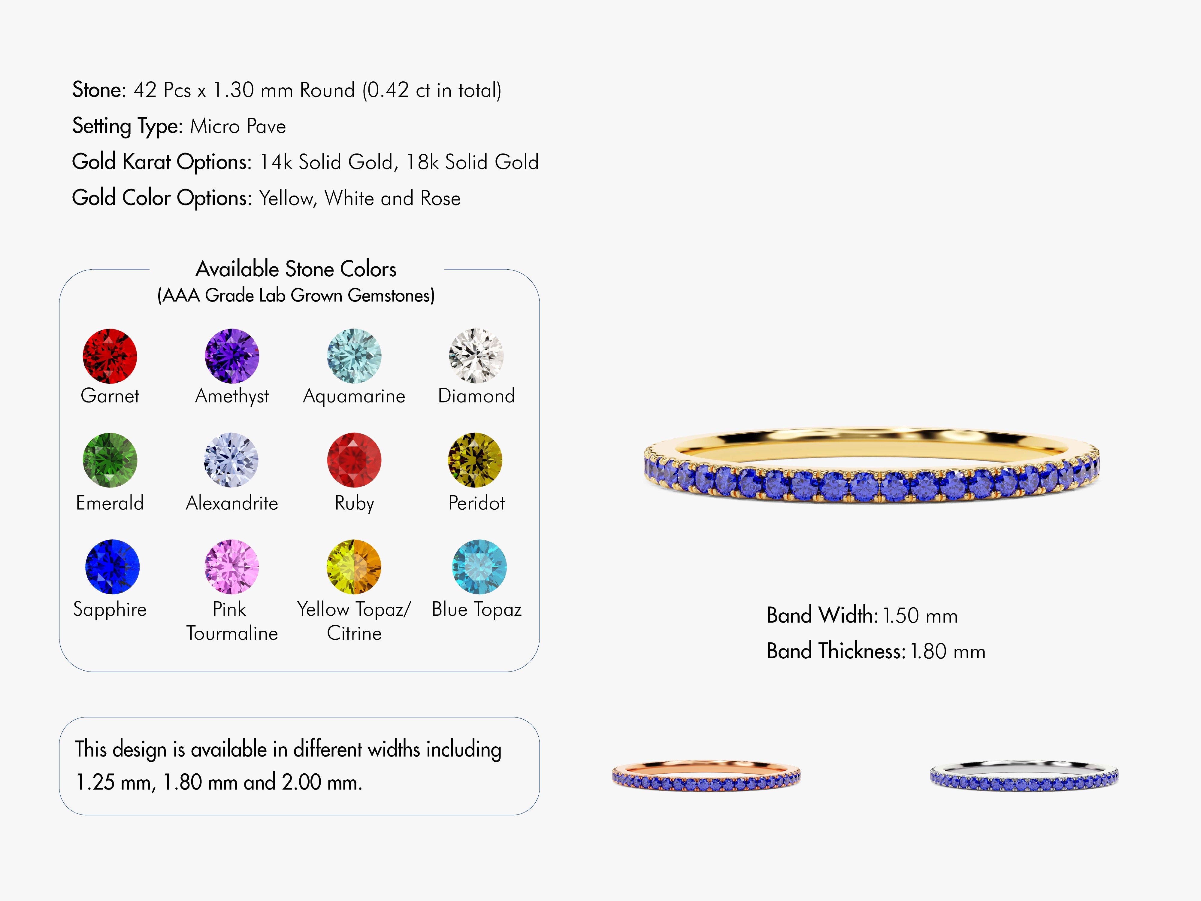 Full Eternity Emerald Birthstone Ring in 14k Solid Gold