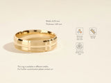 6mm Grooved Block Men's Gold Wedding Band