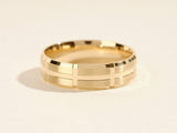 6mm Grooved Block Men's Gold Wedding Band