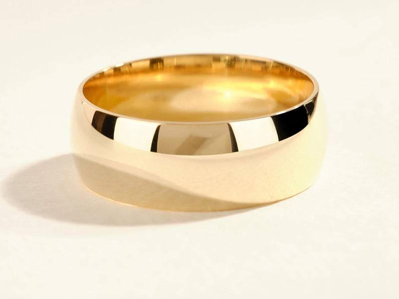 8mm Classic Dome Polished Men's Gold Wedding Band