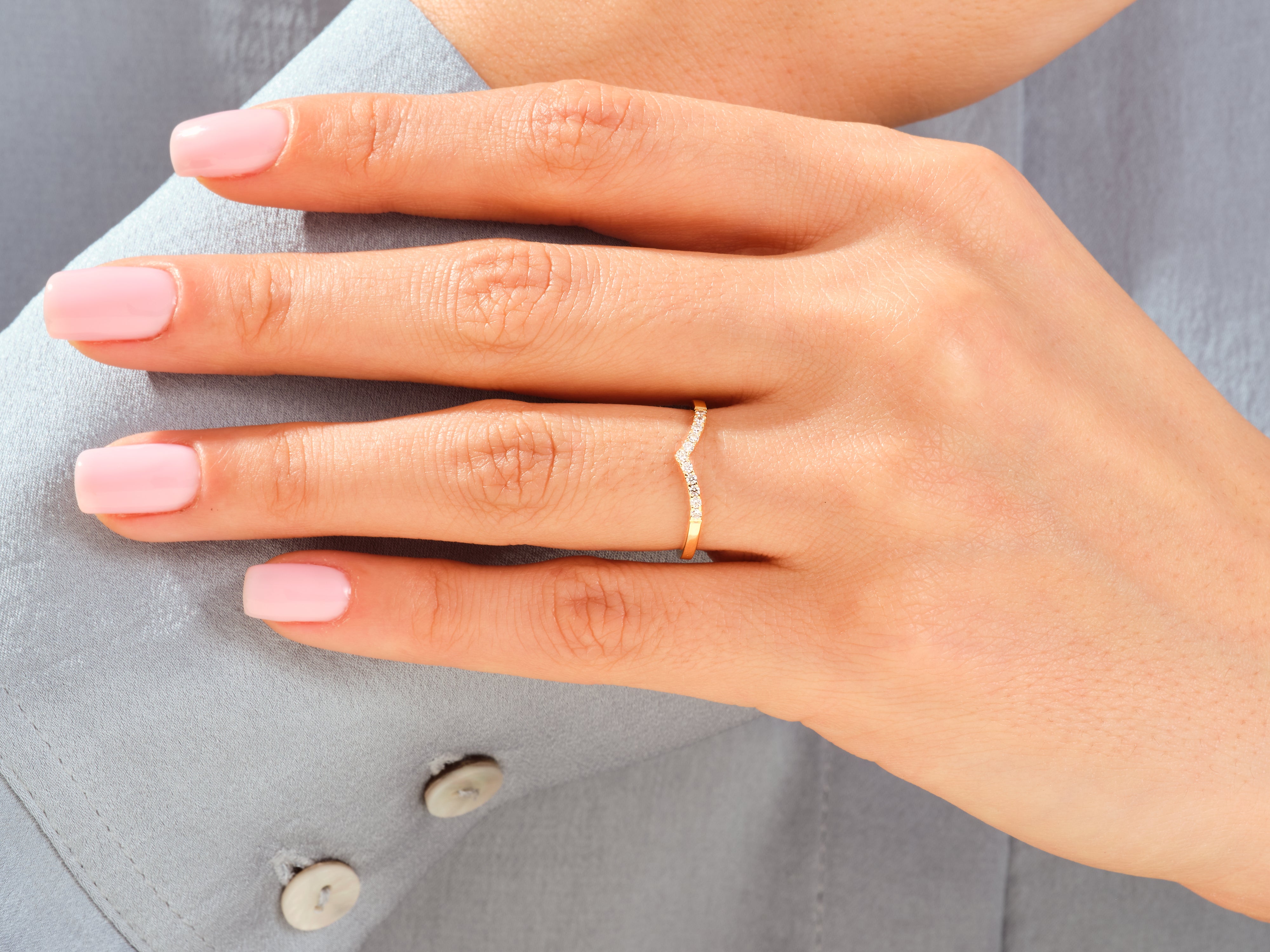 V-Shaped Diamond Wedding Band