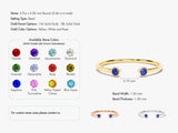 Bezel Set Open Cuff Birthstone Ring - Gold Vermeil
