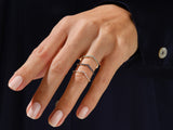 Curved Alternating Birthstone Ring in 14k Solid Gold
