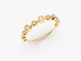 Yellow, White, Rose, 14k Gold, 18k Gold, Bezel and Ball Diamond Ring from Top View 