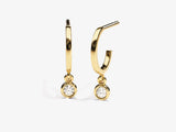 14k Gold, Yellow, White, Rose, 14k Minimalist Yellow Gold Huggie Earrings with Bezel Set Diamonds for women