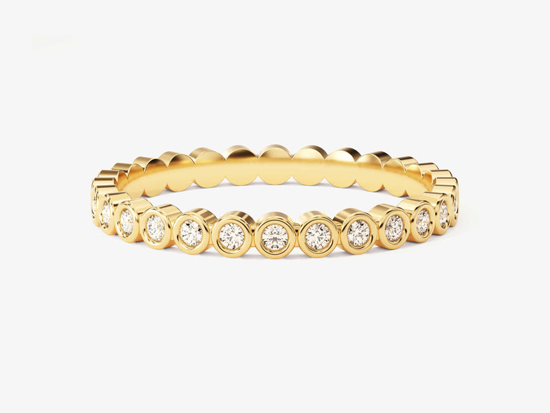 14k Gold, 18k Gold, Yellow, White, Rose, Yellow Gold Bezel Set Diamond Eternity Wedding Ring (0.25 cttw)