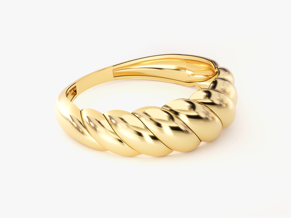 14k Gold, 18k Gold, Yellow, White, Rose, Yellow Gold Croissant Ring 