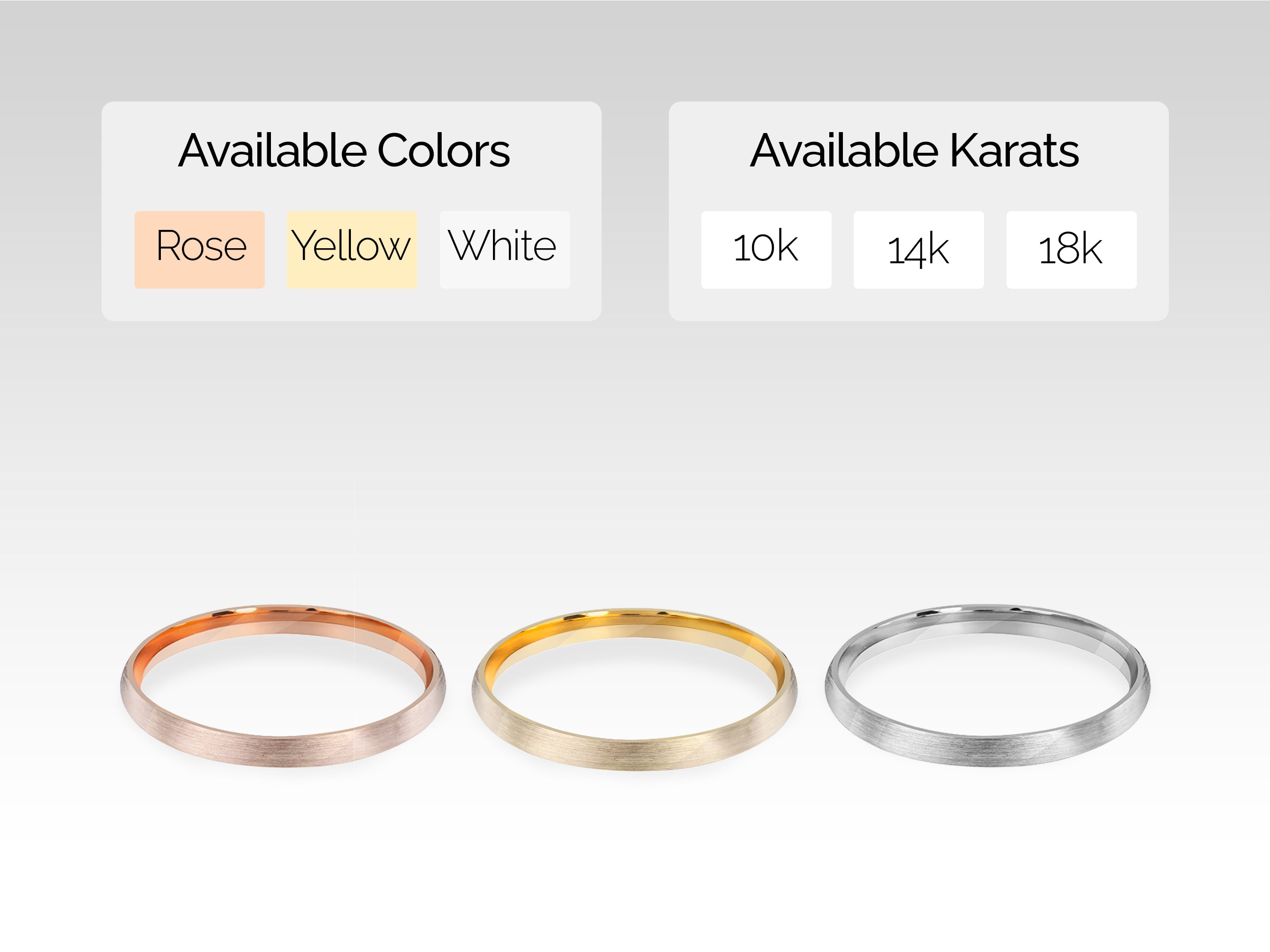 White, Rose, Yellow, 14k Gold, 10k Gold, 18k Gold, Gold 2mm Classic Dome Wedding Ring - Matte Brushed with Available Colors and Karats Options