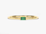 Bezel Set Baguette Birthstone Ring in 14k Solid Gold