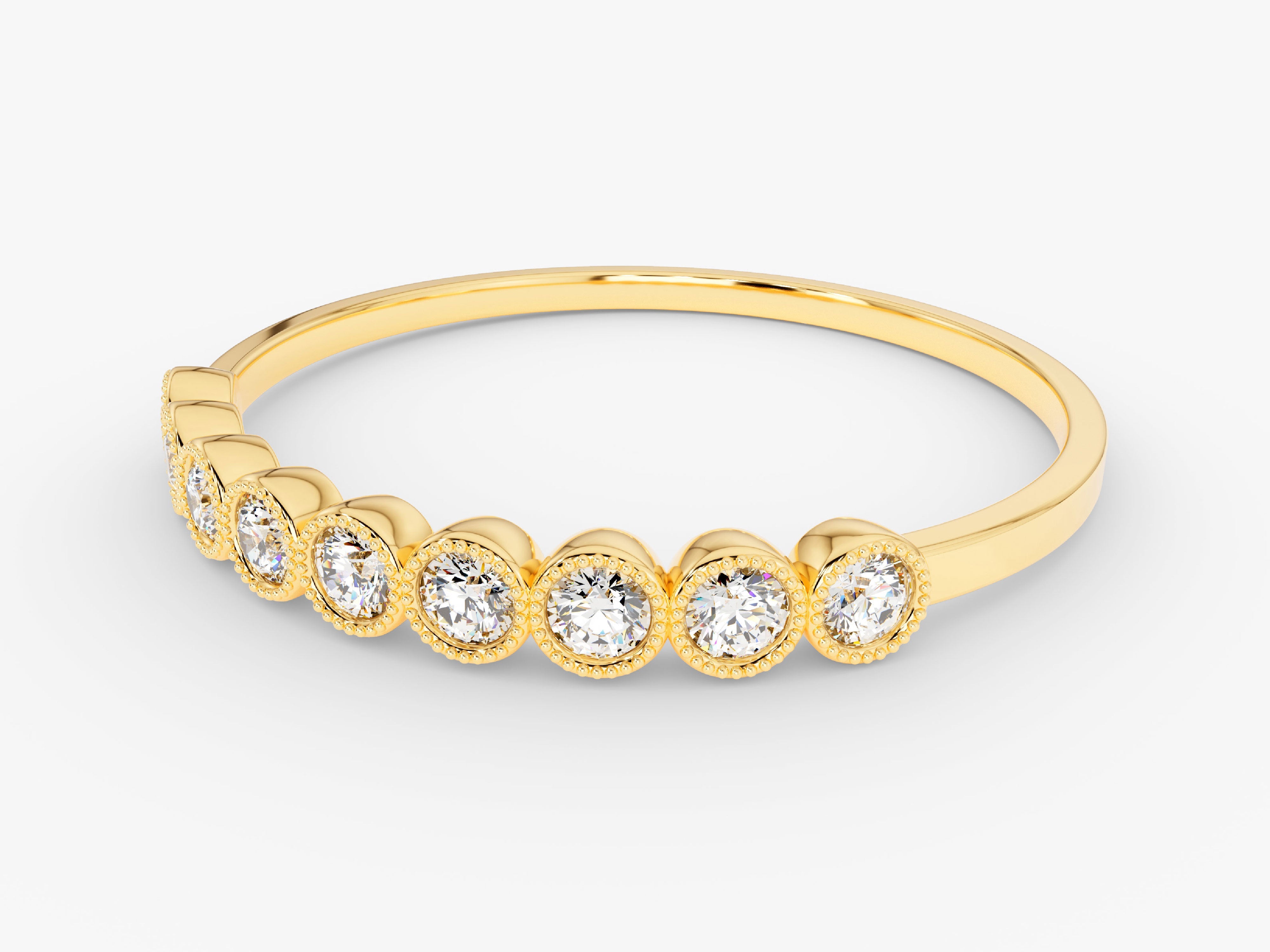 Gold ring with bezel-set diamonds, fine jewelry, elegant design