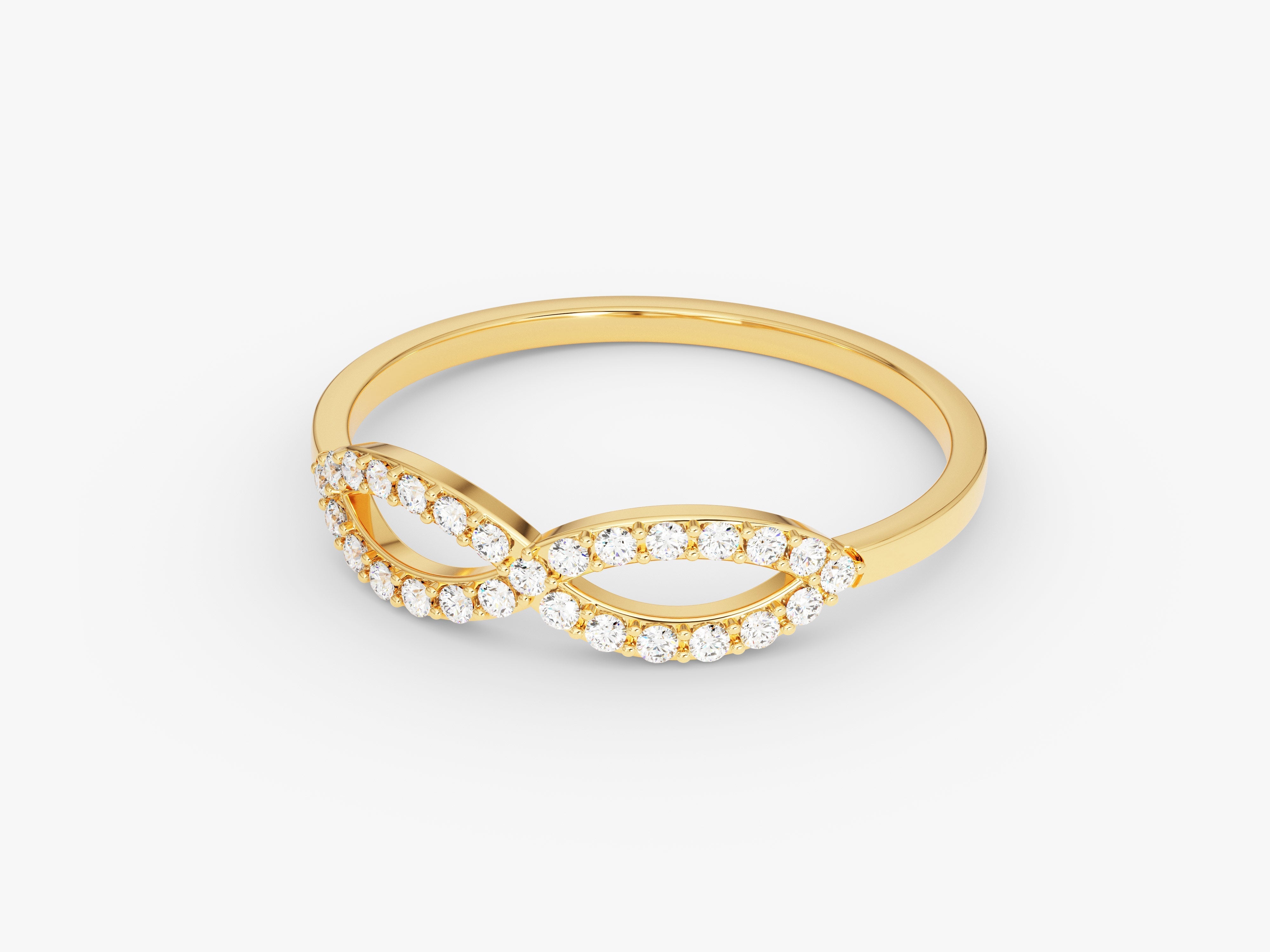 Gold infinity ring with diamonds, elegant jewelry for women