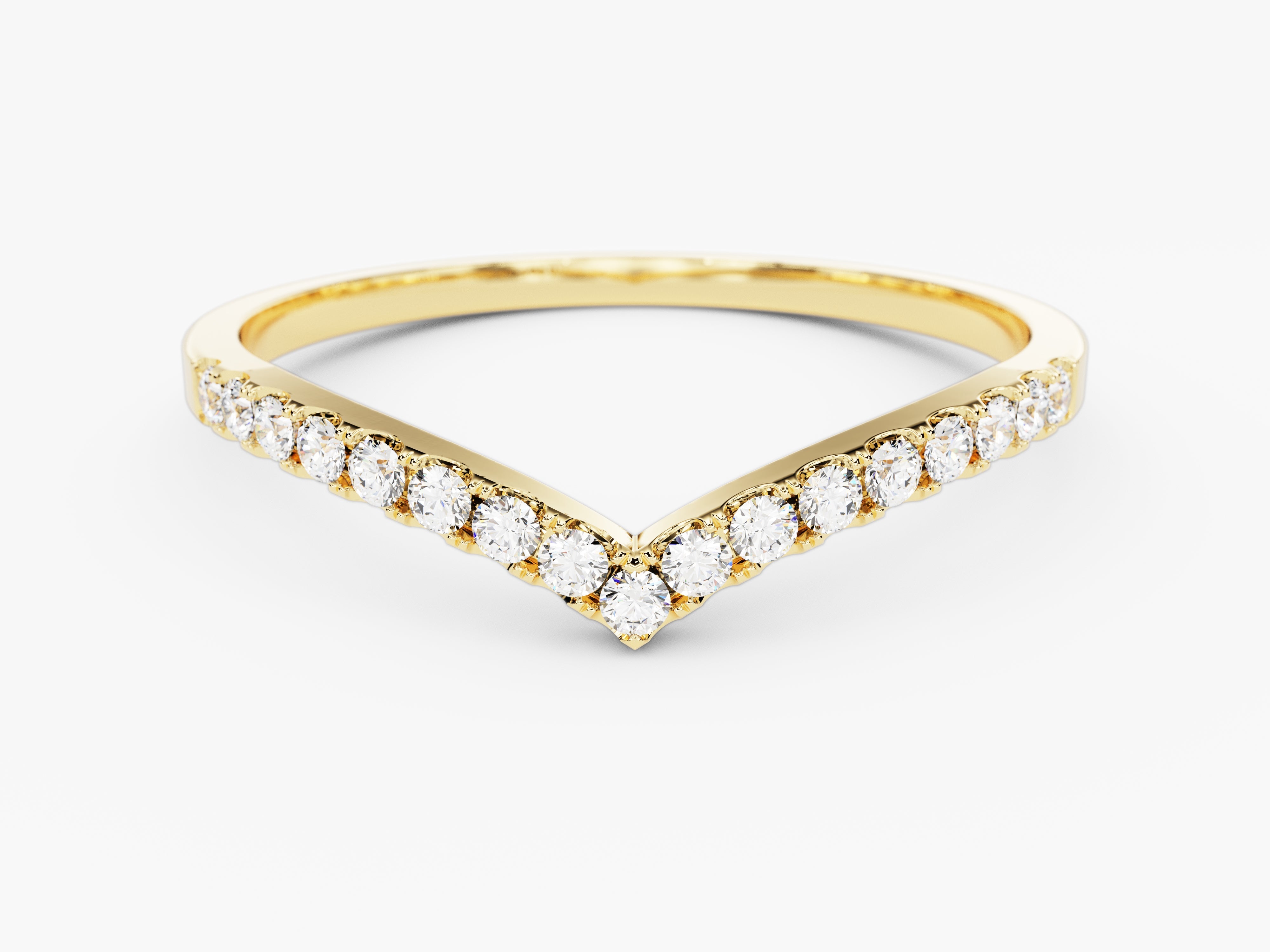 Gold V-shaped diamond ring, fine jewelry, elegant design