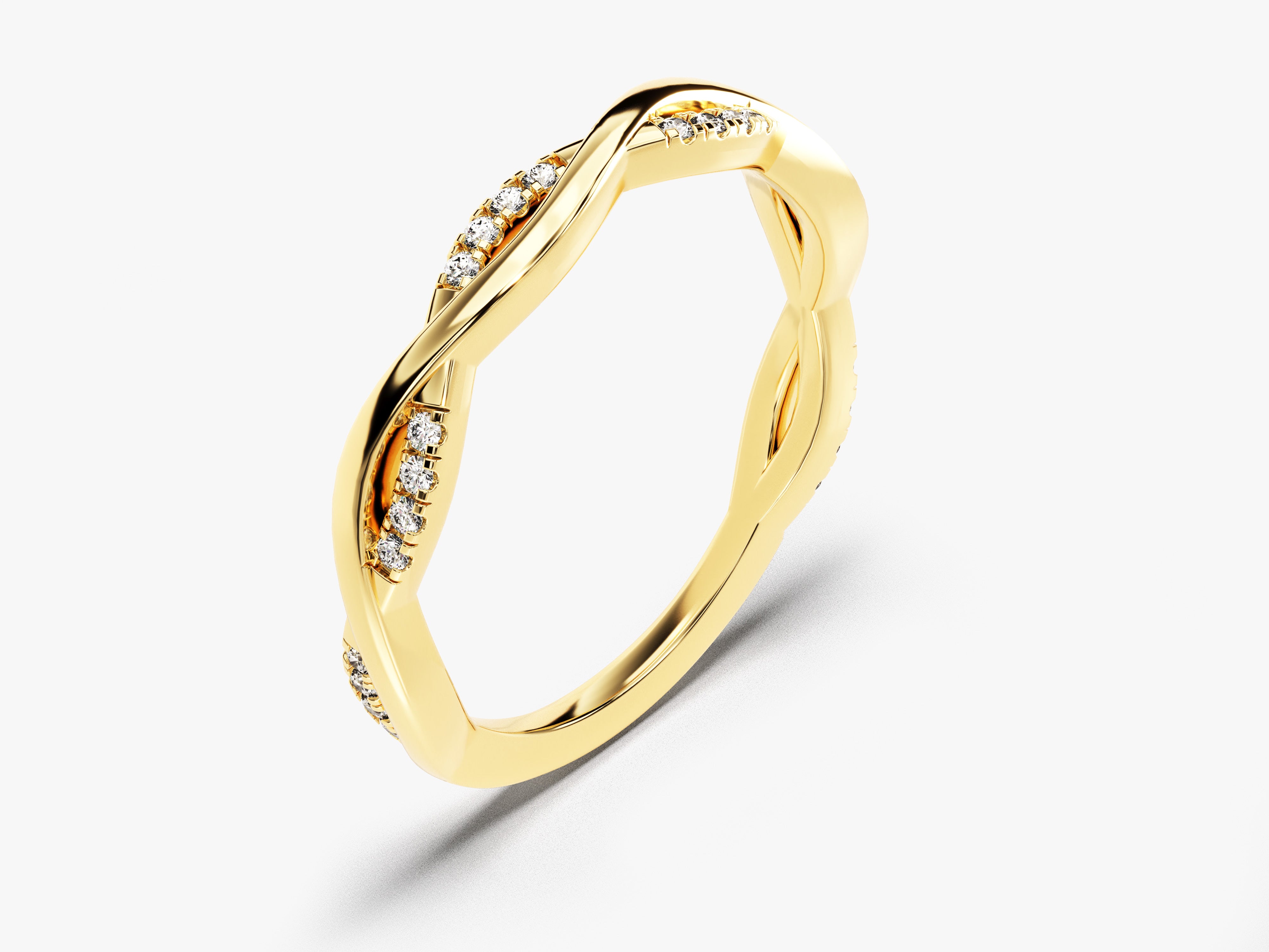 Gold twisted ring with diamonds, fine jewelry, elegant design
