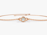 Yellow, White, Rose, 0.02ct, 0.03ct, 0.05ct, 0.10ct, 14k Rose Gold Bezel Set Diamond Bracelet 