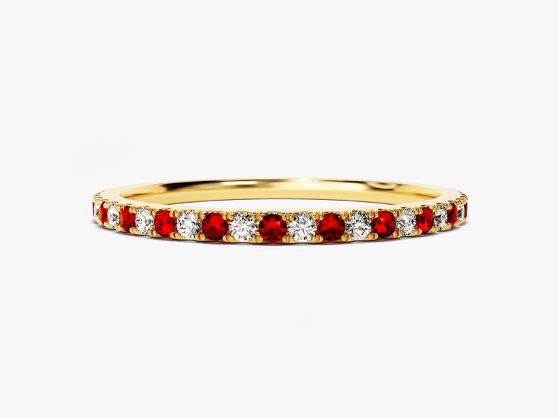 Alternating Colors Birthstone Full Eternity Band in 14k Solid Gold