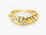 Yellow, White, Rose, 14k gold, 18k gold, Modern Yellow Gold Pave Diamond Croissant Ring